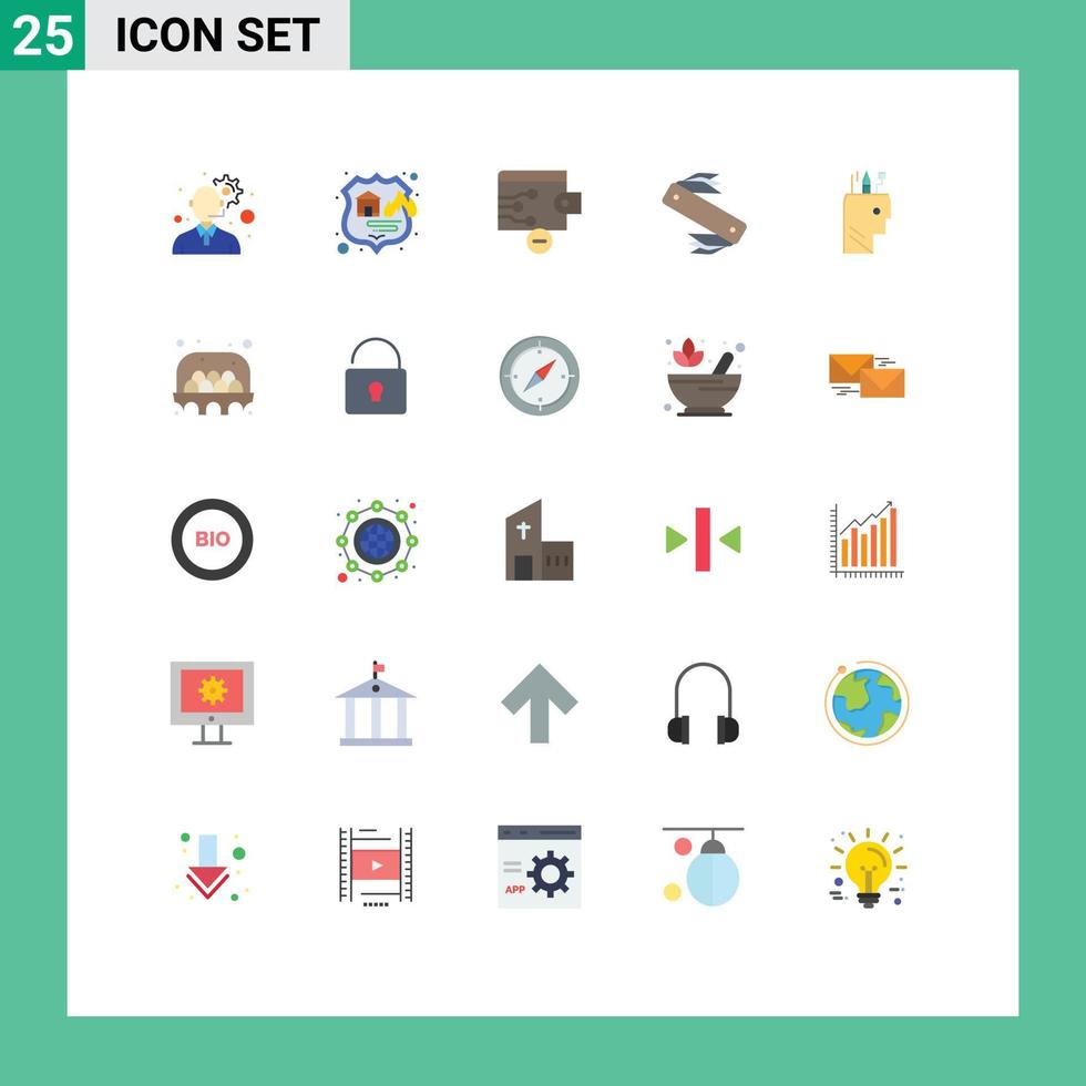 paquete de iconos de vectores de stock de 25 signos y símbolos de línea para la educación de la cabeza eliminar elementos de diseño de vectores editables de camping de bolsillo
