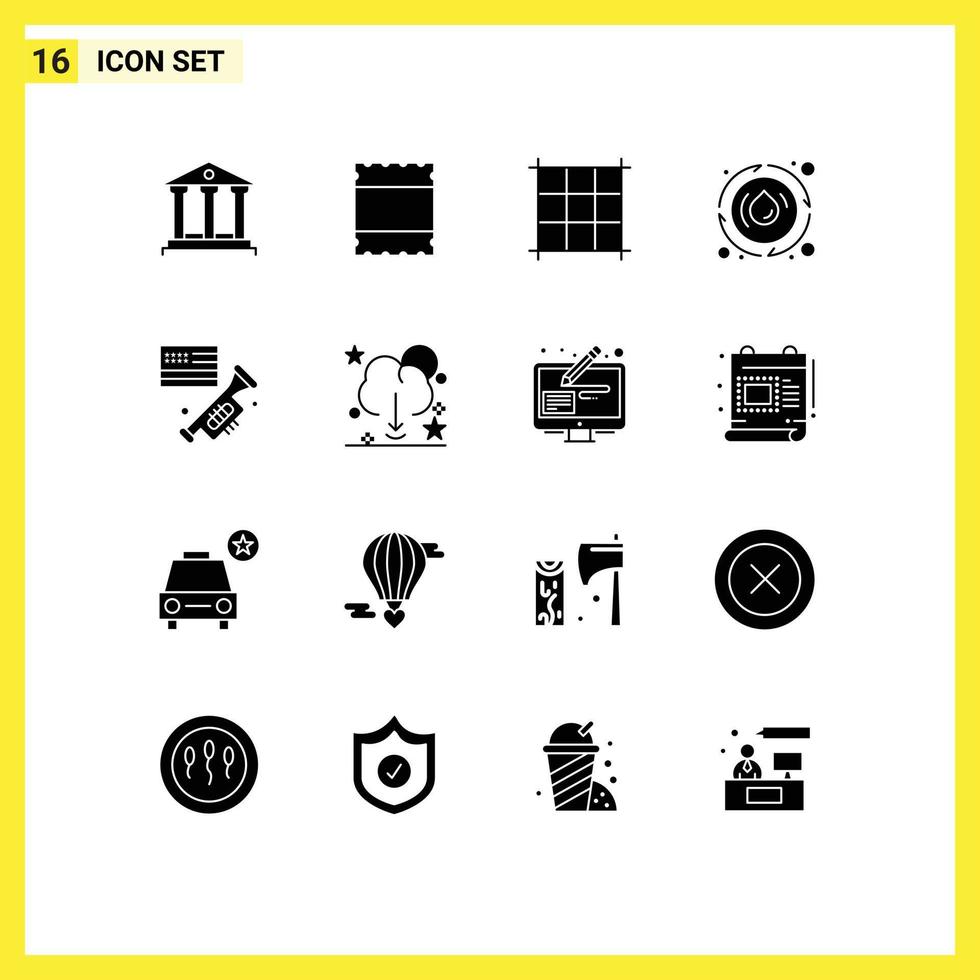 16 Universal Solid Glyphs Set for Web and Mobile Applications download cloud spring american speaker Editable Vector Design Elements
