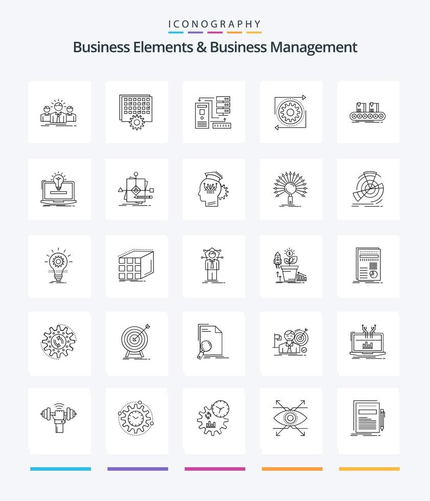 Creative Business Elements And Business Managment 25 OutLine icon pack  Such As management. business. schedule. information. database vector