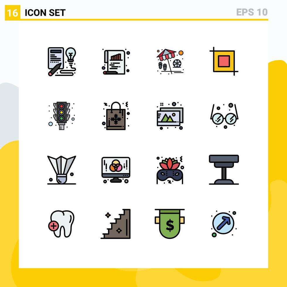 16 Creative Icons Modern Signs and Symbols of traffic light beach transform crop Editable Creative Vector Design Elements