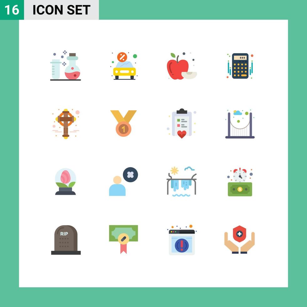 Set of 16 Vector Flat Colors on Grid for ireland money rent banking accounting Editable Pack of Creative Vector Design Elements