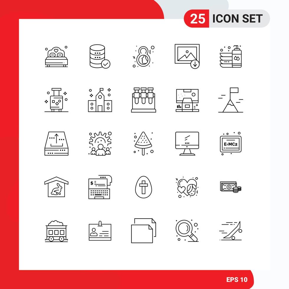 Modern Set of 25 Lines Pictograph of clean mountain day image face Editable Vector Design Elements