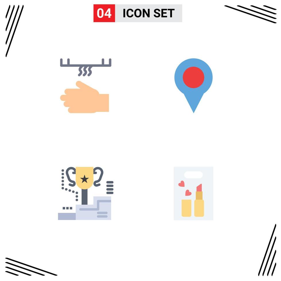 Modern Set of 4 Flat Icons Pictograph of bath award dryer map winner Editable Vector Design Elements