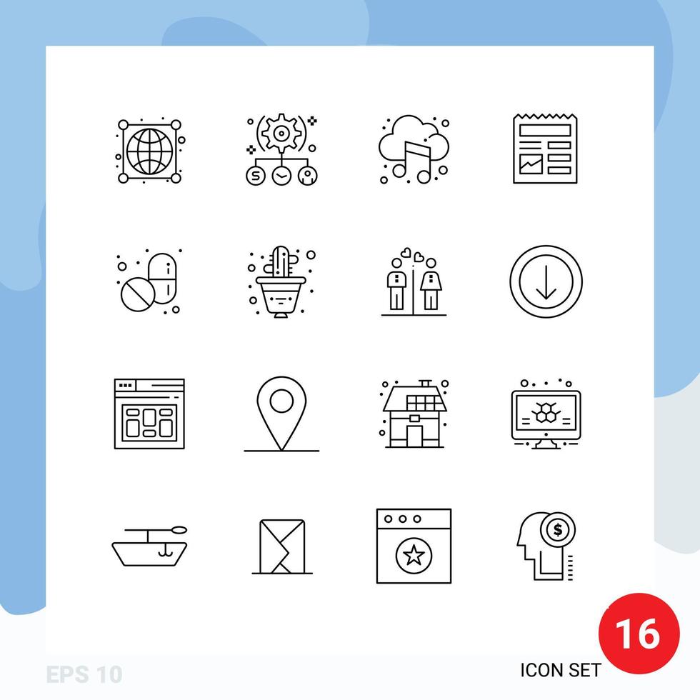 16 Creative Icons Modern Signs and Symbols of medical ui user basic sound Editable Vector Design Elements