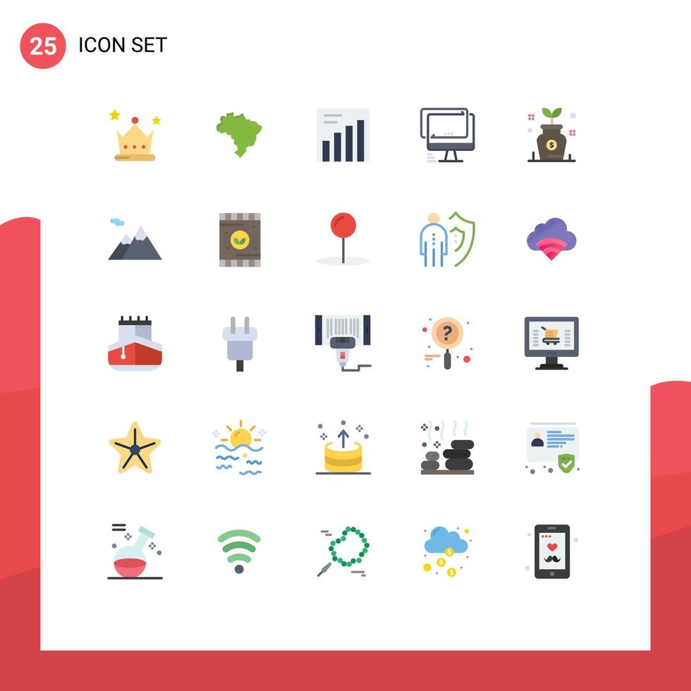 25 Flat Color concept for Websites Mobile and Apps tree growth graph business imac Editable Vector Design Elements