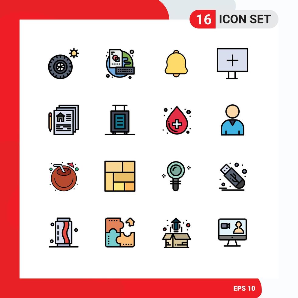 16 Creative Icons Modern Signs and Symbols of home blueprint bell warning alert Editable Creative Vector Design Elements