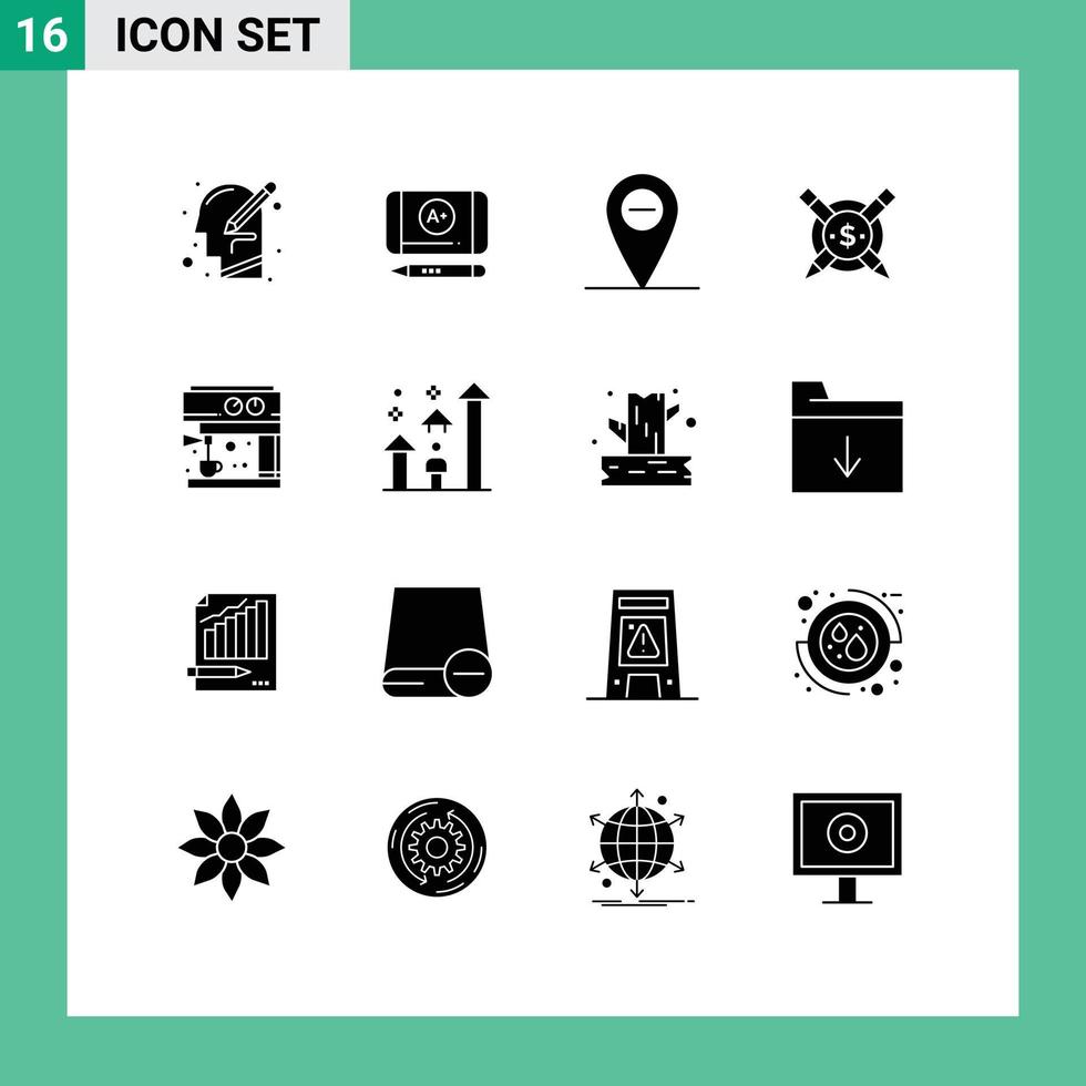 16 Creative Icons Modern Signs and Symbols of man machine minus coffee paid articales Editable Vector Design Elements