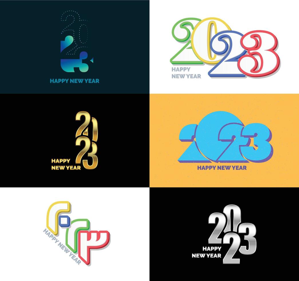 Big Collection of 2023 Happy New Year symbols Cover of business diary for 2023 with wishes vector