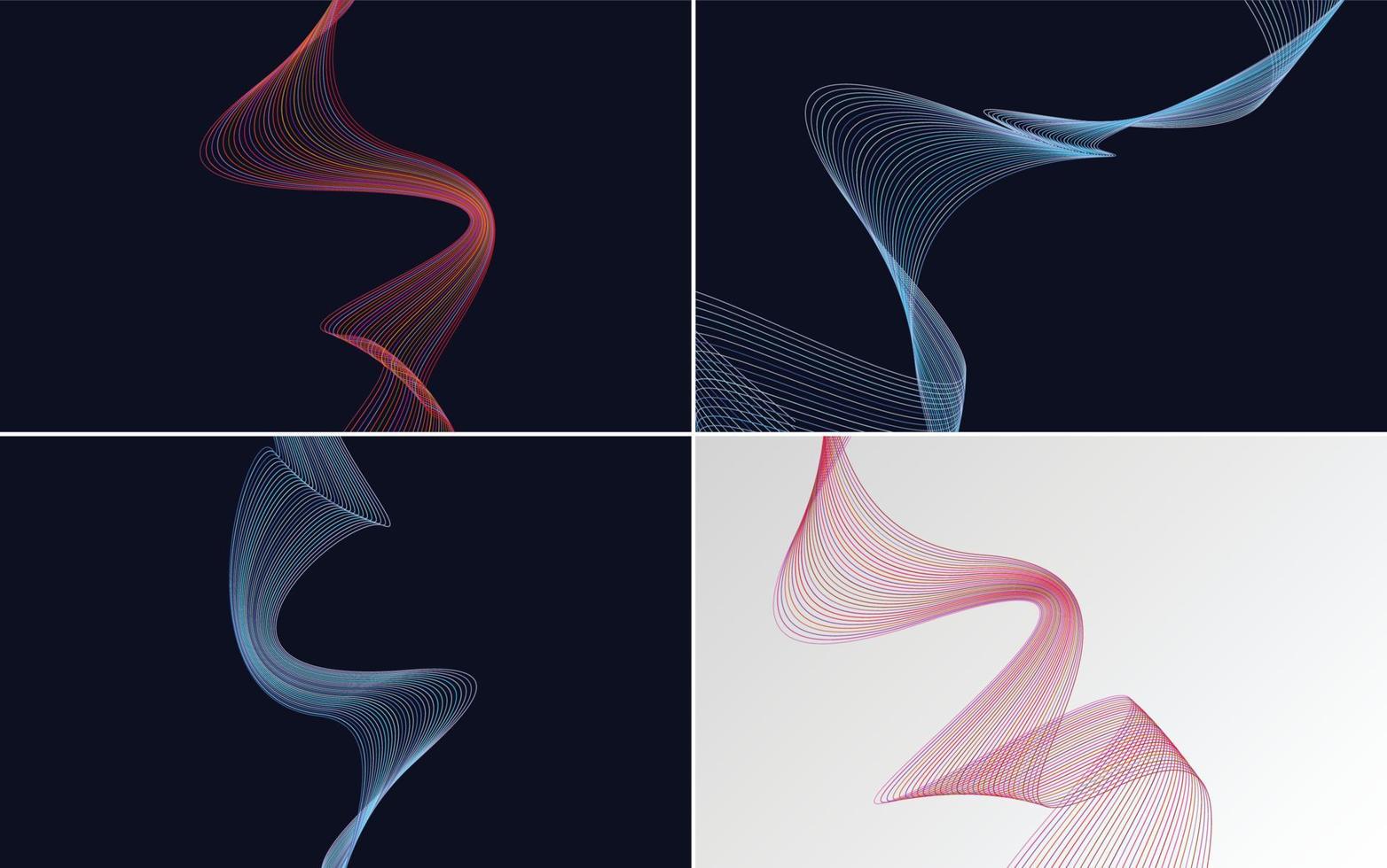 Enhance your design with this set of 4 abstract waving line vector backgrounds