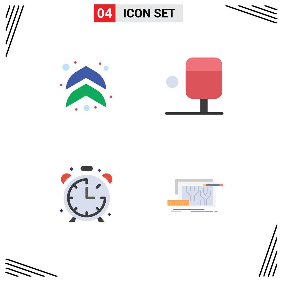 Pictogram Set of 4 Simple Flat Icons of arrow architecture ping pong clock circuit Editable Vector Design Elements