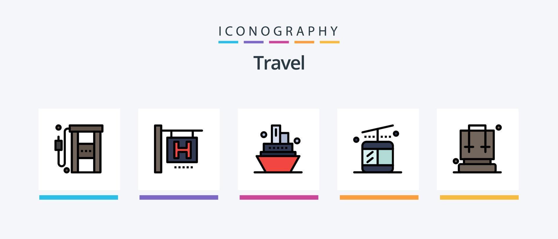 Travel Line Filled 5 Icon Pack Including . camping. travel. Creative Icons Design vector