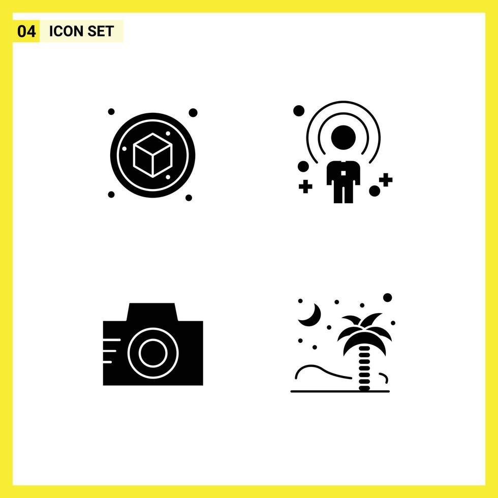4 Solid Glyph concept for Websites Mobile and Apps box image customer person picture Editable Vector Design Elements