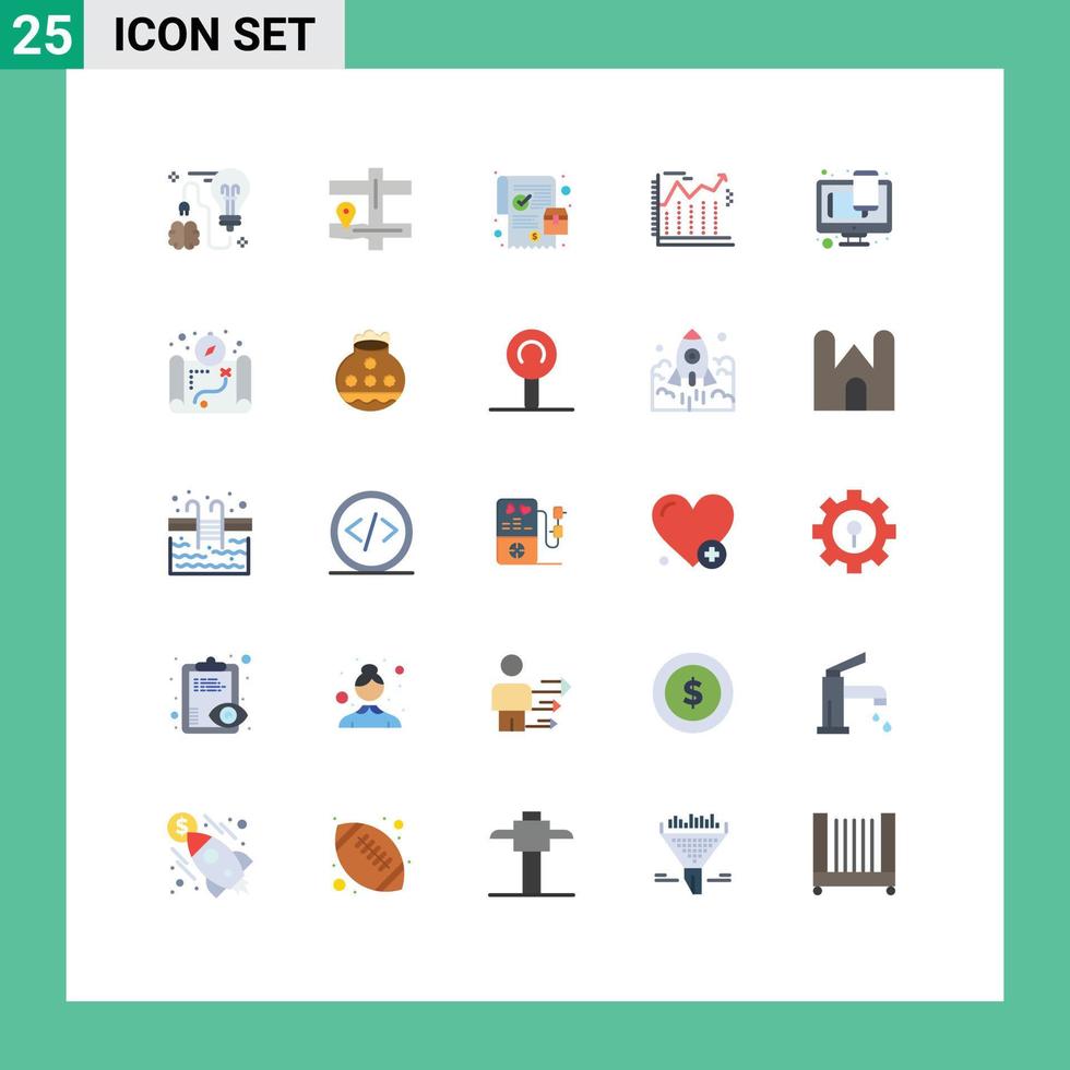 25 Universal Flat Color Signs Symbols of responsive economics mobile business arrows Editable Vector Design Elements