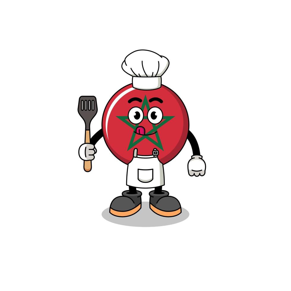 Mascot Illustration of morocco flag chef vector