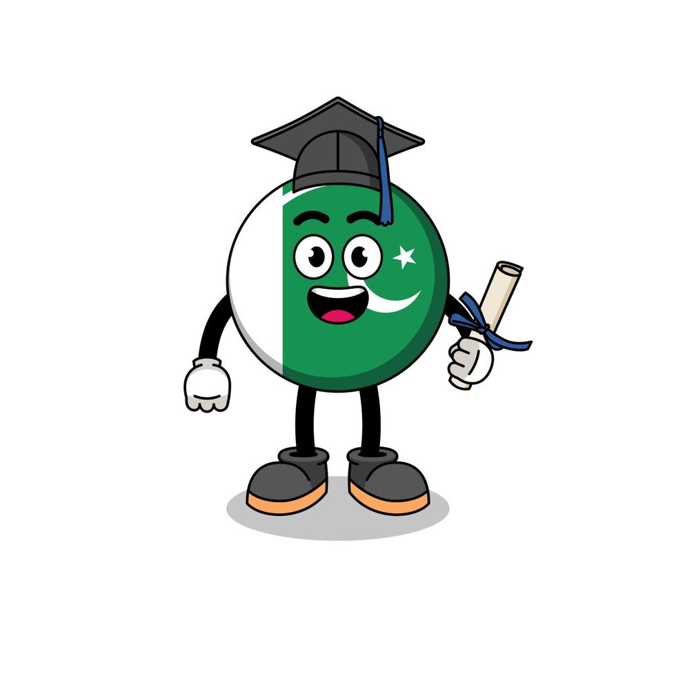 pakistan flag mascot with graduation pose vector