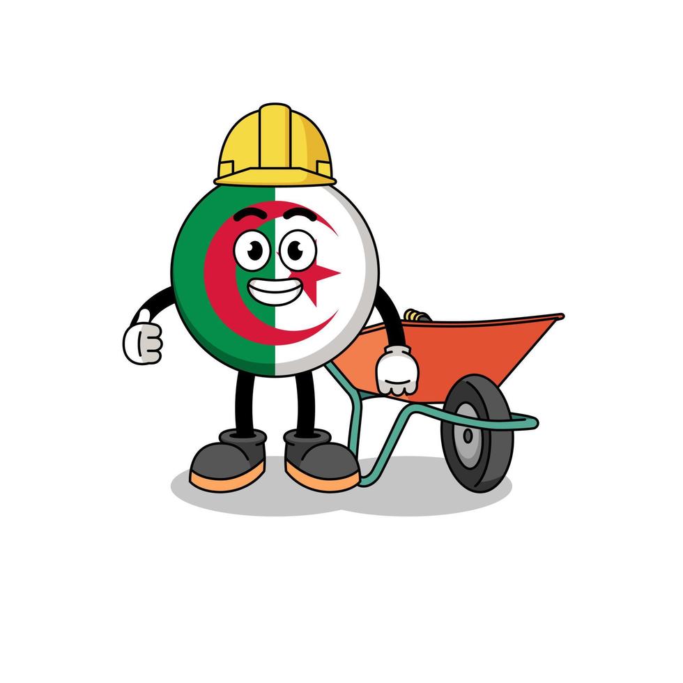 algeria flag cartoon as a contractor vector