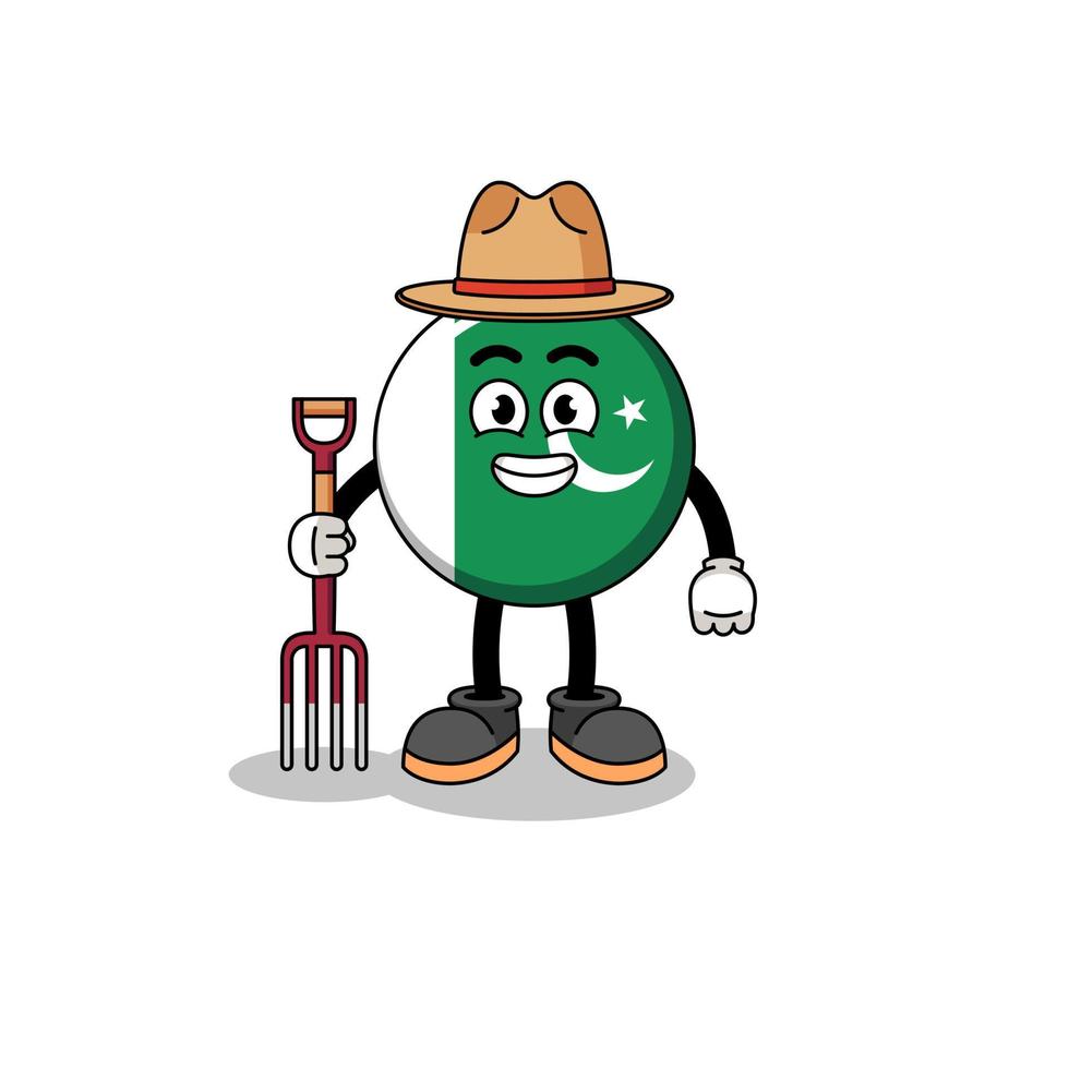 Cartoon mascot of pakistan flag farmer vector