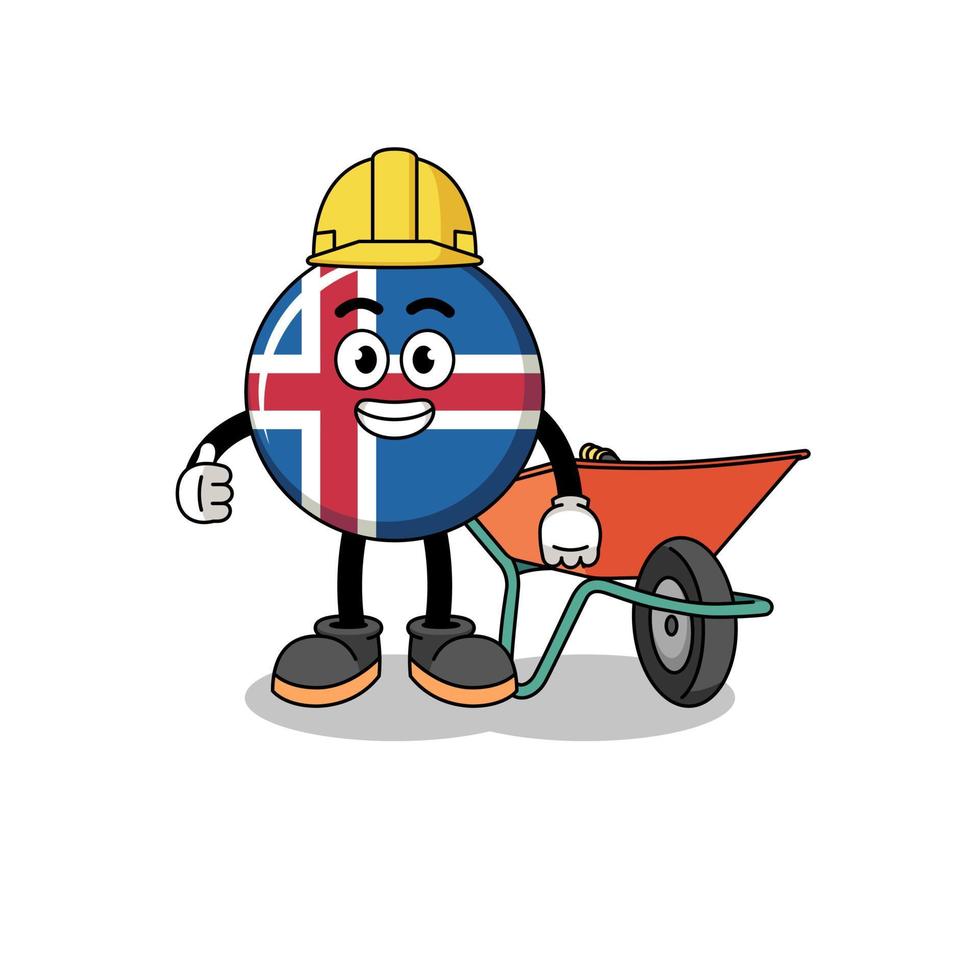 caricatura de la bandera de islandia como contratista vector