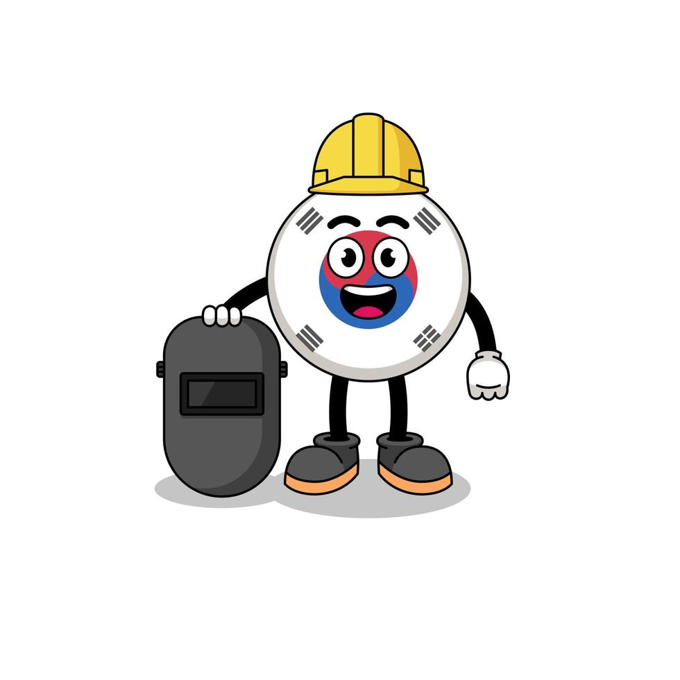 Mascot of south korea flag as a welder vector