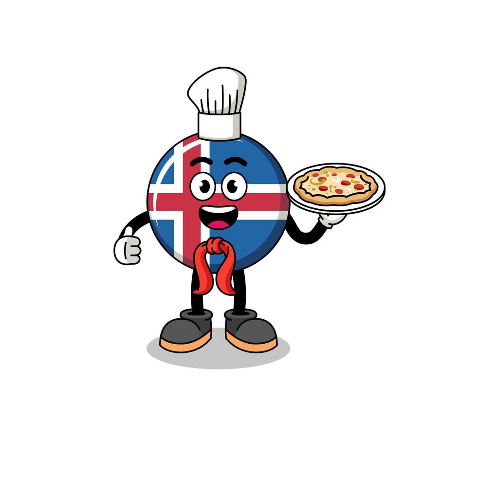 Illustration of iceland flag as an italian chef vector