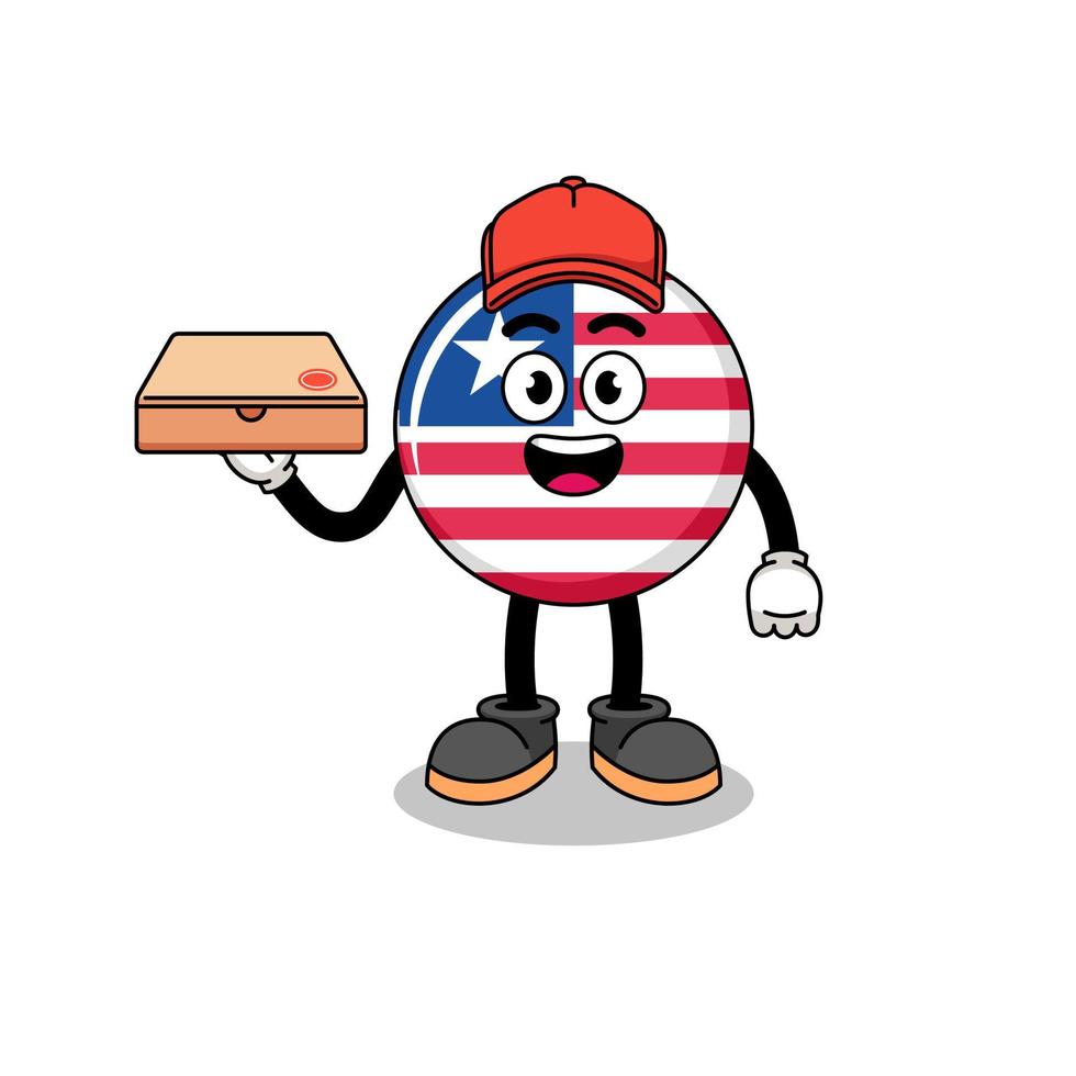 liberia flag illustration as a pizza deliveryman vector