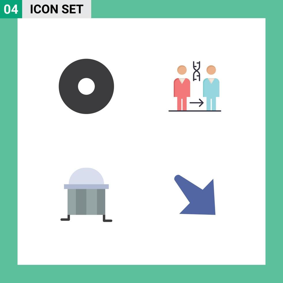 Set of 4 Vector Flat Icons on Grid for multimedia building cloning health institute Editable Vector Design Elements