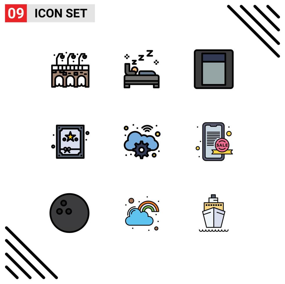 paquete de iconos de vector de stock de 9 signos y símbolos de línea para la comercialización de elementos de diseño de vector editables de noche de cambio de wifi