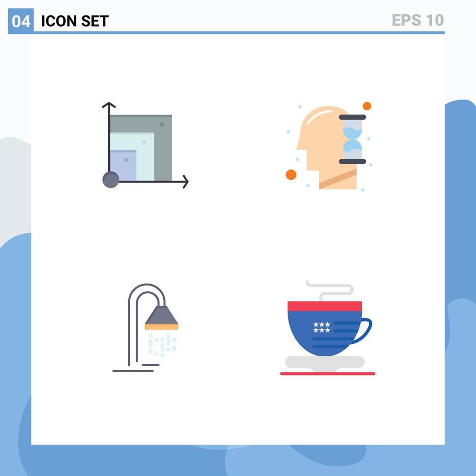 4 Thematic Vector Flat Icons and Editable Symbols of scalabel hotel scince time shower Editable Vector Design Elements