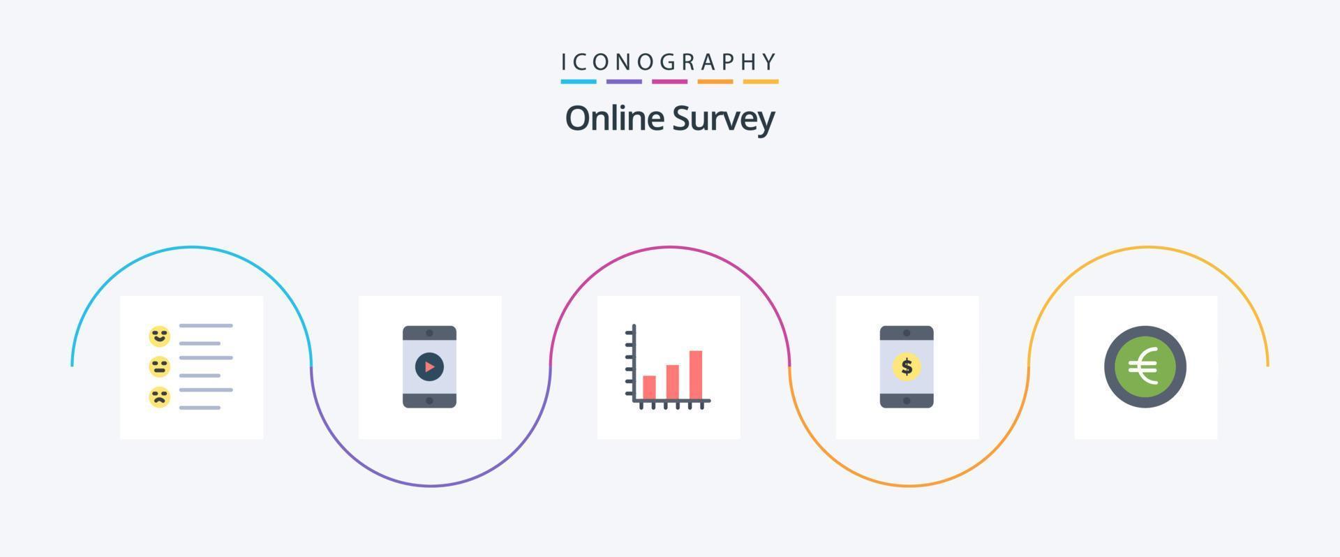 paquete de iconos planos 5 de encuesta en línea que incluye signo. moneda. análisis. firmar. dólar vector
