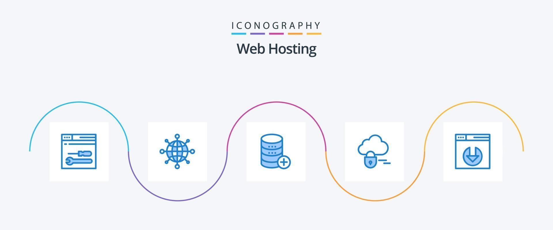 Web Hosting Blue 5 Icon Pack Including server download. web. server. server. cloud vector