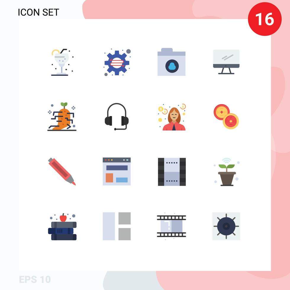User Interface Pack of 16 Basic Flat Colors of drug imac startup device computer Editable Pack of Creative Vector Design Elements