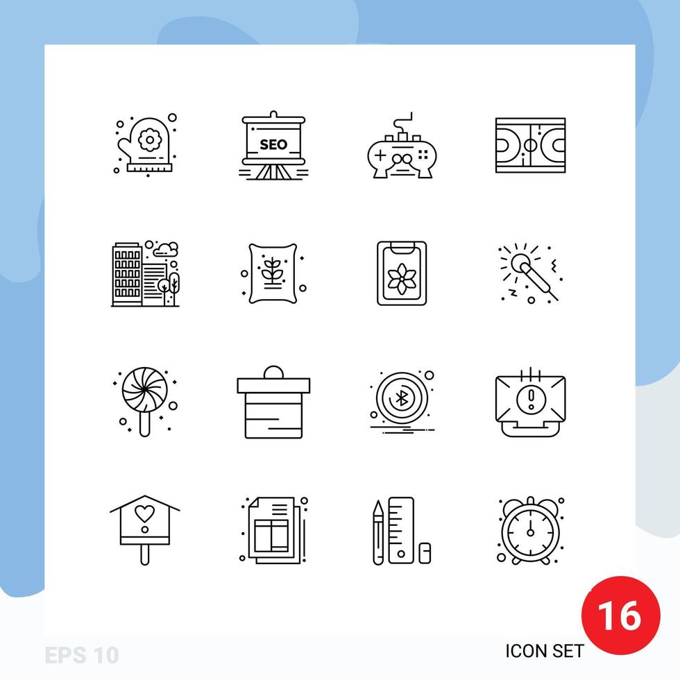 16 Creative Icons Modern Signs and Symbols of olympic ground game game play station Editable Vector Design Elements