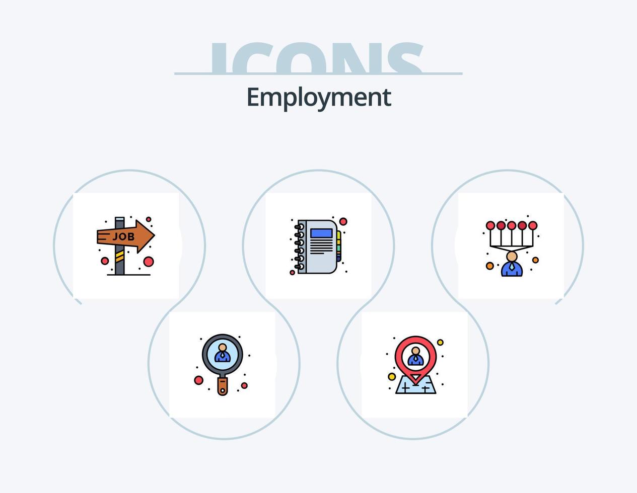 Employment Line Filled Icon Pack 5 Icon Design. smartphone. mobile. reject. presentation. chart vector