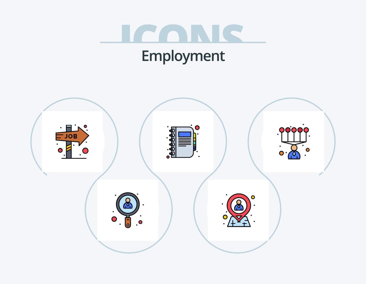 línea de empleo lleno de icono paquete 5 diseño de icono. teléfono inteligente móvil. rechazar. presentación. cuadro vector