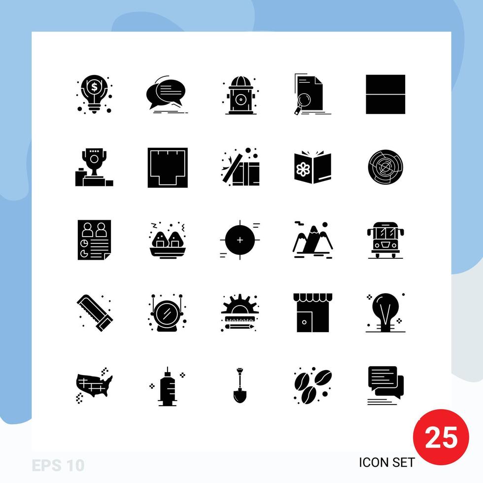 Group of 25 Solid Glyphs Signs and Symbols for grid find talk file analysis Editable Vector Design Elements