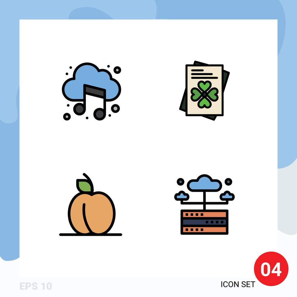 4 Filledline Flat Color concept for Websites Mobile and Apps audio fruit sound ireland hosting Editable Vector Design Elements