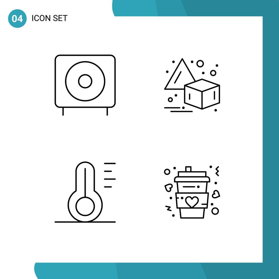 grupo de símbolos de icono universal de 4 colores planos de línea de relleno modernos de productos de temperatura baja elementos de diseño vectorial editables de clima horizontal vector