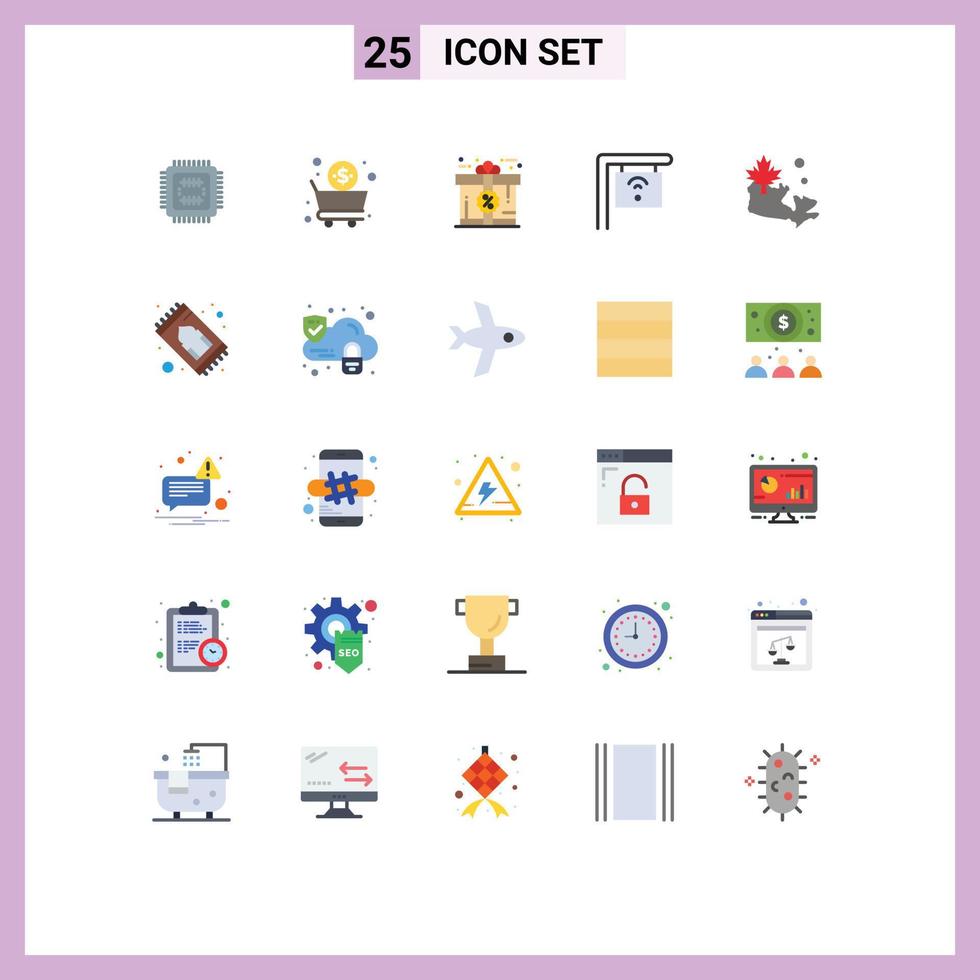 Pack of 25 Modern Flat Colors Signs and Symbols for Web Print Media such as leaf map bonus sign cafe Editable Vector Design Elements