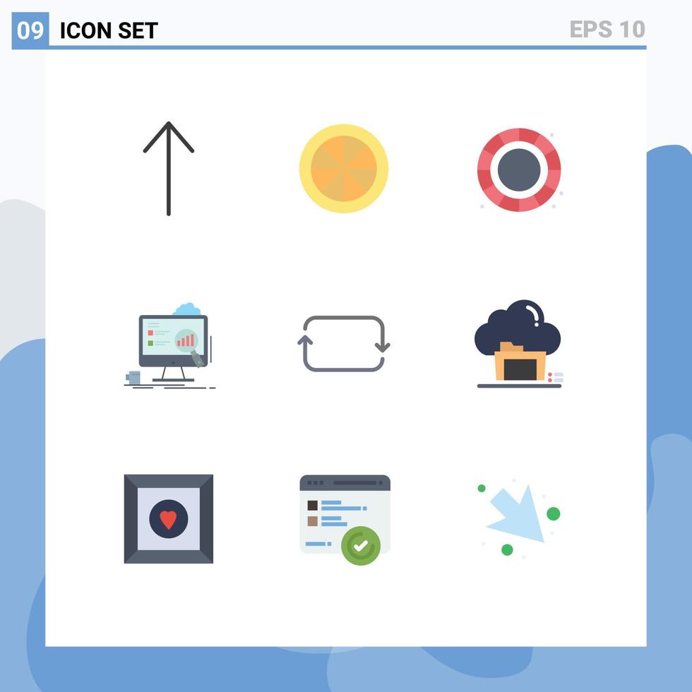 9 Universal Flat Colors Set for Web and Mobile Applications sets front process back laptop Editable Vector Design Elements