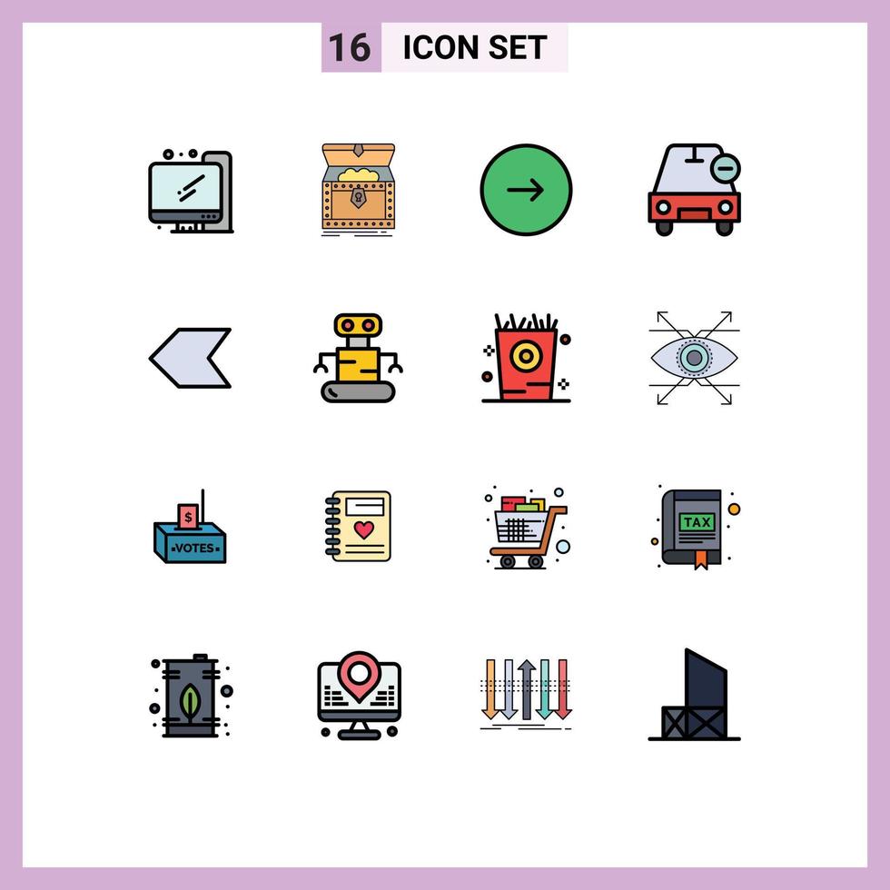 Stock Vector Icon Pack of 16 Line Signs and Symbols for vehicles less control delete next Editable Creative Vector Design Elements