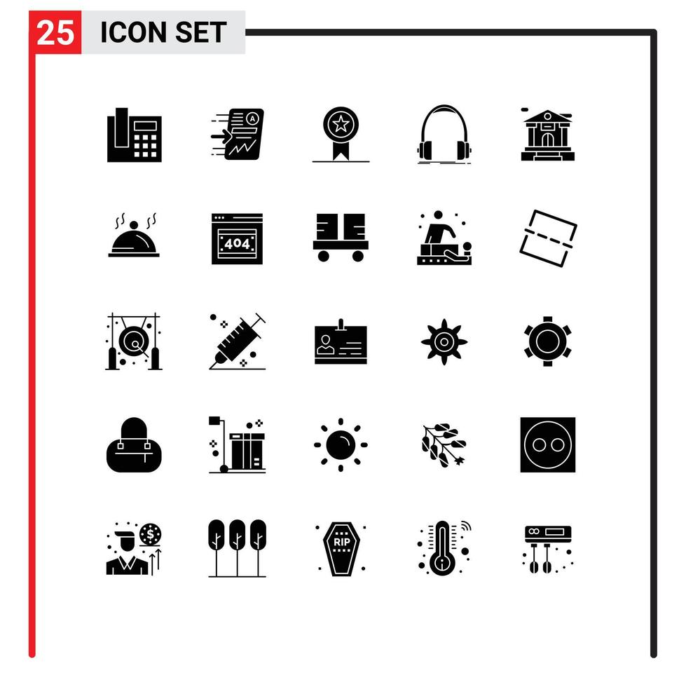 Stock Vector Icon Pack of 25 Line Signs and Symbols for bank monitor badges headphones audio Editable Vector Design Elements