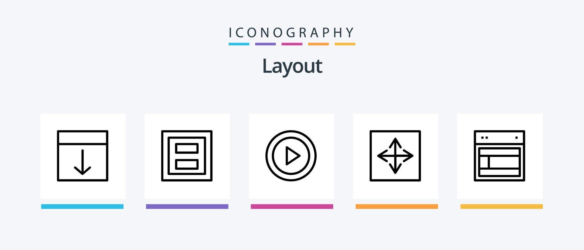 Layout Line 5 Icon Pack Including layout. design. order. vertical. layout. Creative Icons Design vector