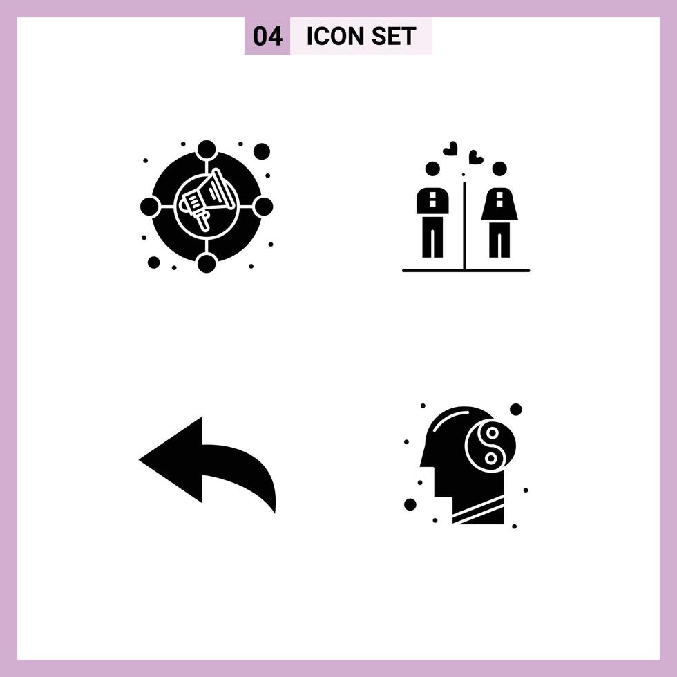 Set of Vector Solid Glyphs on Grid for circle arrow marketing couple balance Editable Vector Design Elements