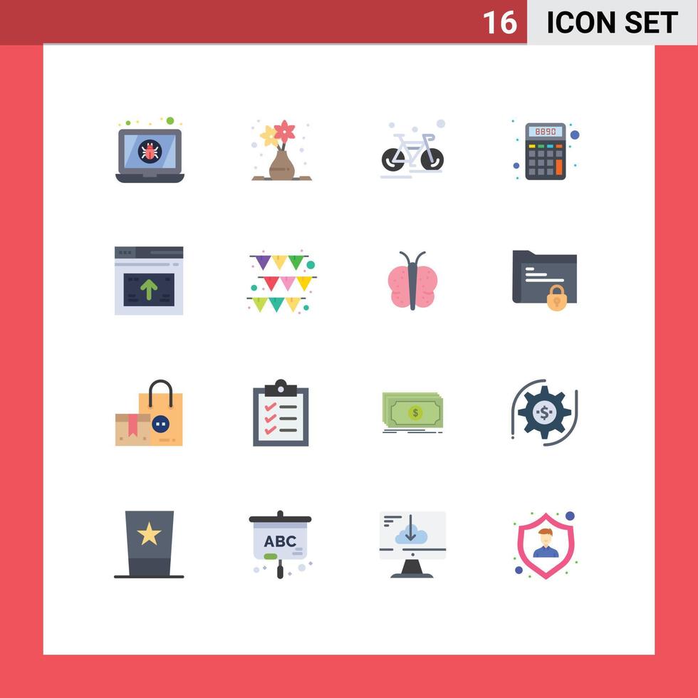 Set of 16 Modern UI Icons Symbols Signs for internet math bicycle finance race Editable Pack of Creative Vector Design Elements