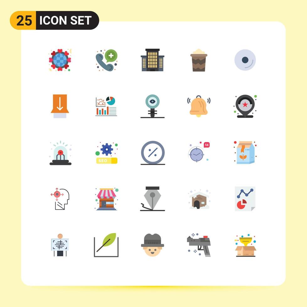 Universal Icon Symbols Group of 25 Modern Flat Colors of cd vacation telephone summer beach Editable Vector Design Elements
