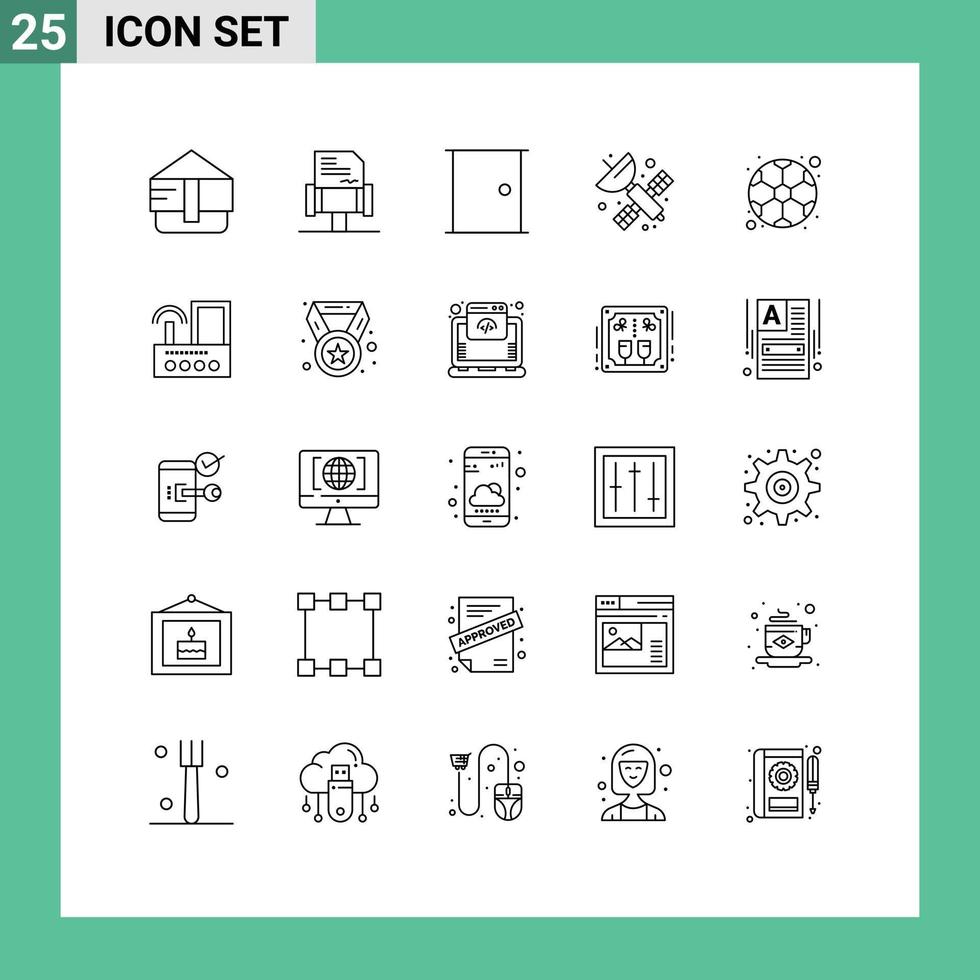 Set of 25 Modern UI Icons Symbols Signs for soccer ball gate science artificial Editable Vector Design Elements