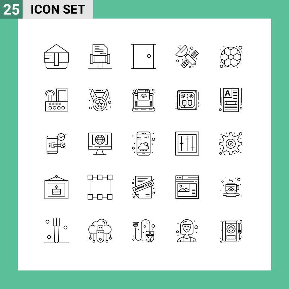 Set of 25 Modern UI Icons Symbols Signs for soccer ball gate science artificial Editable Vector Design Elements