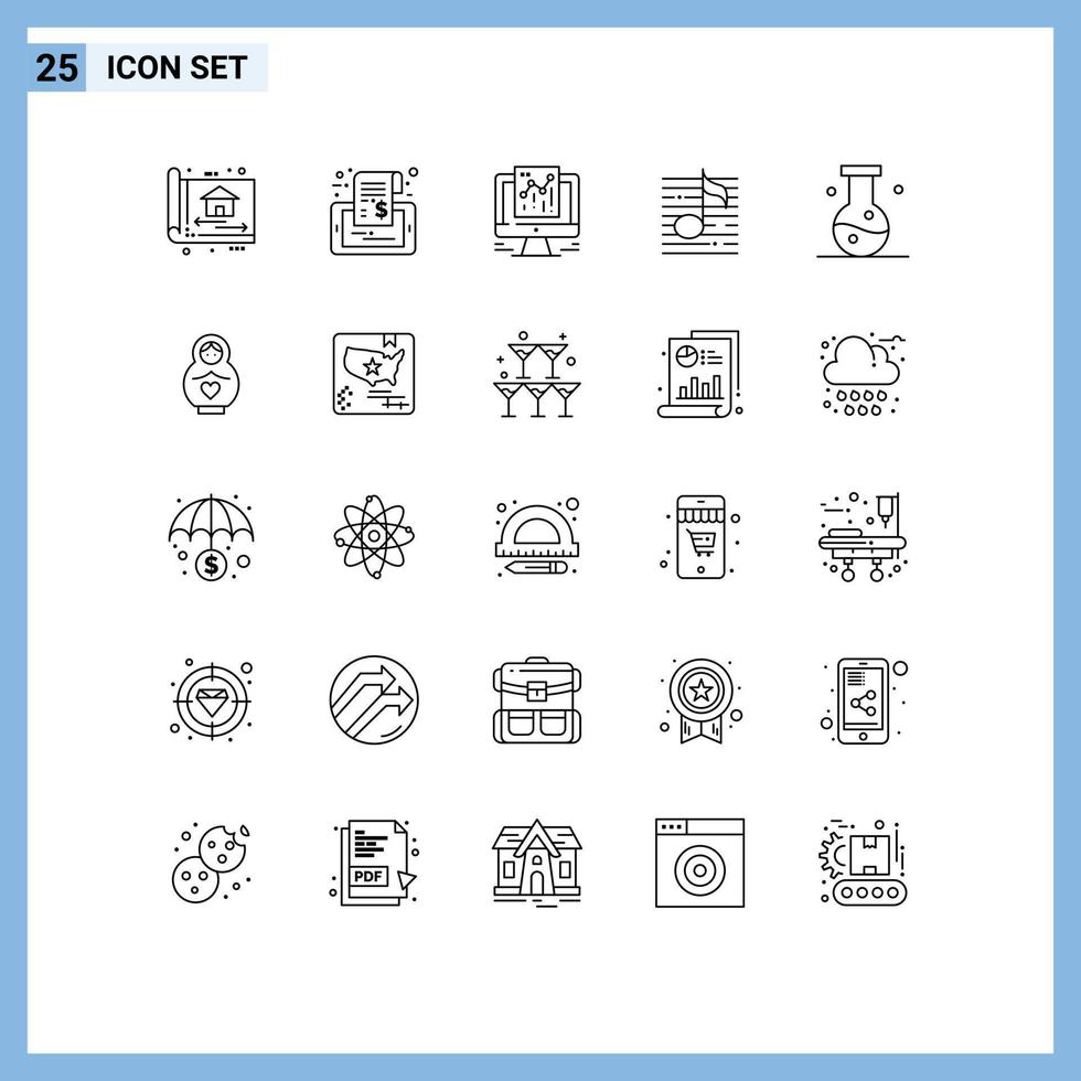 25 Thematic Vector Lines and Editable Symbols of sound music sale nodes google Editable Vector Design Elements