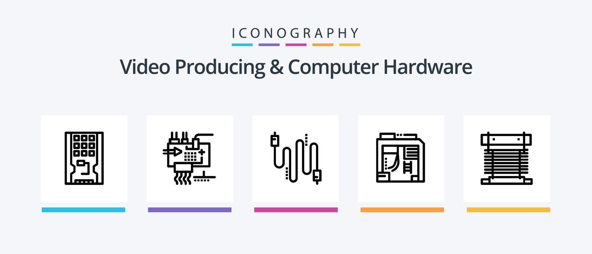 Video Producing And Computer Hardware Line 5 Icon Pack Including hardware. access. power. obsolete. keyboard. Creative Icons Design vector