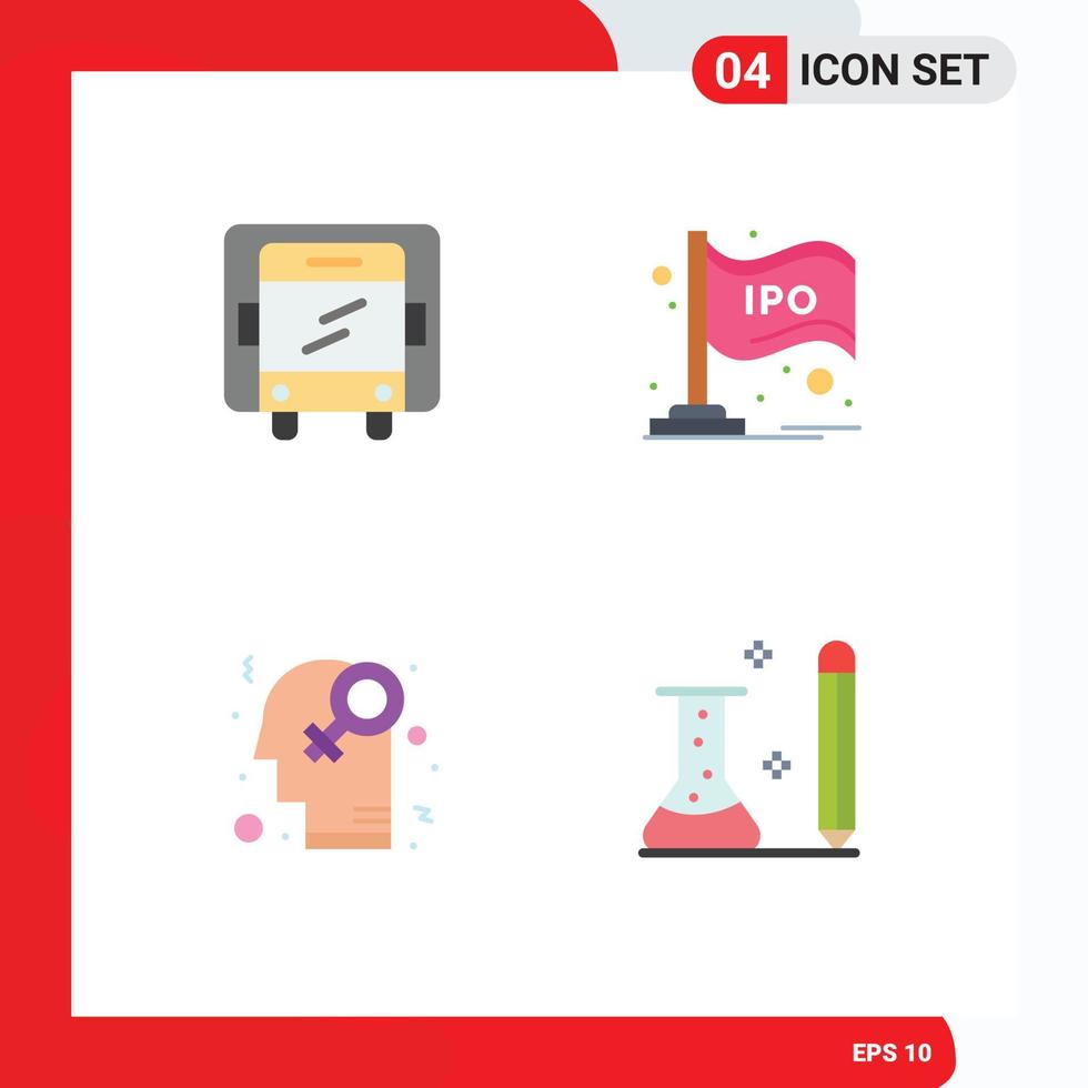 4 Universal Flat Icons Set for Web and Mobile Applications delivery gender ipo bar homosexuality Editable Vector Design Elements